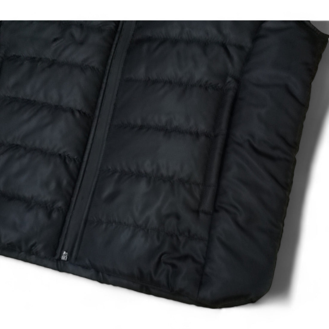 Button & Threads™ Unisex Sleeves Less Jet Black With Badge Puffer Jacket - button & threads