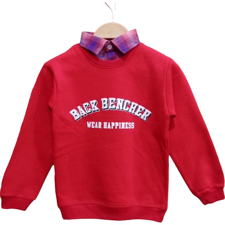 Button & Threads™ Boy Sweet Printed Collar Shirt Red Back Bencher - button & threads