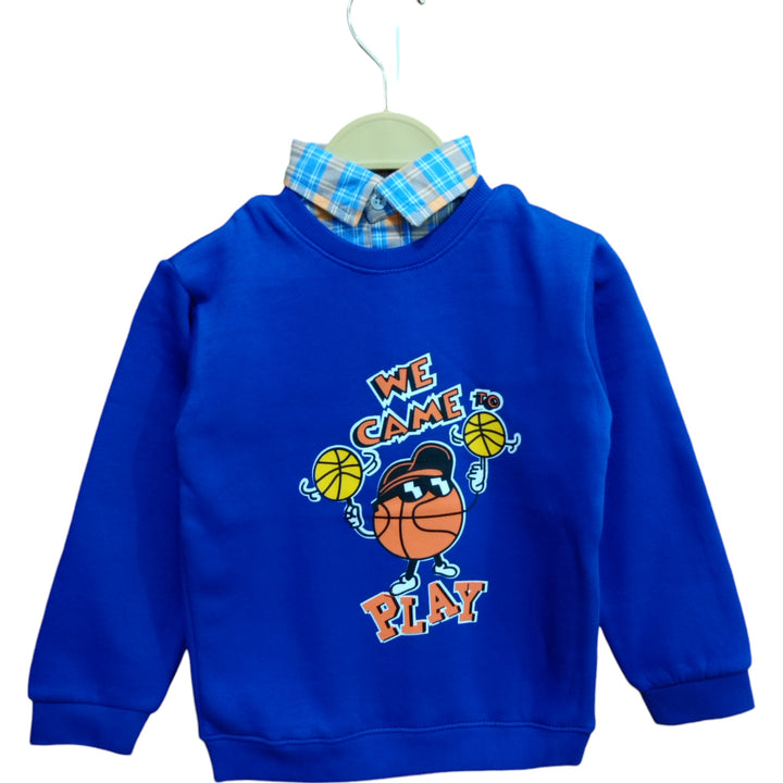 Button & Threads™ Boy Sweet Printed Collar Shirt Royal Blue - button & threads
