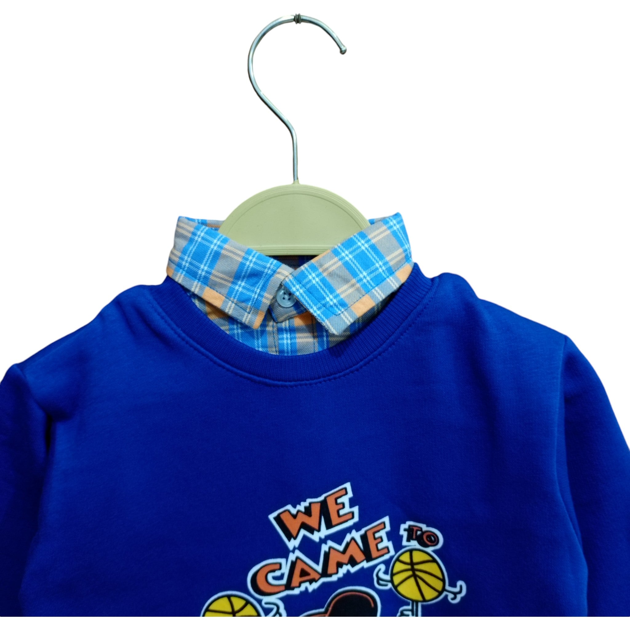 Button & Threads™ Boy Sweet Printed Collar Shirt Royal Blue - button & threads