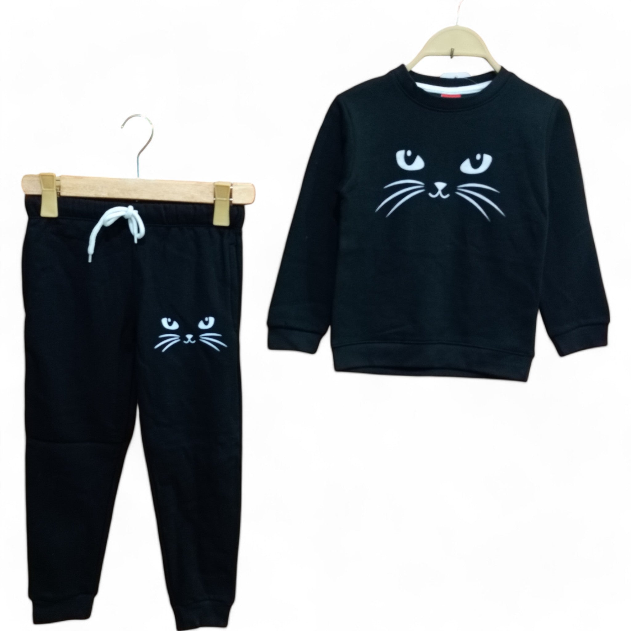 Button & Threads™ Boy/Girls Cat Print Black Track Suit - button & threads