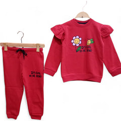 Button & Threads™ Girls Sun Flower Print Red Track Suit - button & threads