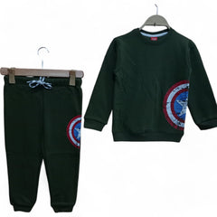 Button & Threads™ Boy/Girls Captain America Olive Green Track Suit - button & threads