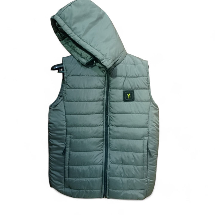 Button & Threads™ Unisex Sleeves Less Silver Grey With Badge  Puffer Jacket - button & threads