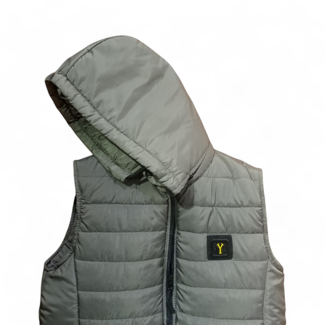 Button & Threads™ Unisex Sleeves Less Silver Grey With Badge  Puffer Jacket - button & threads