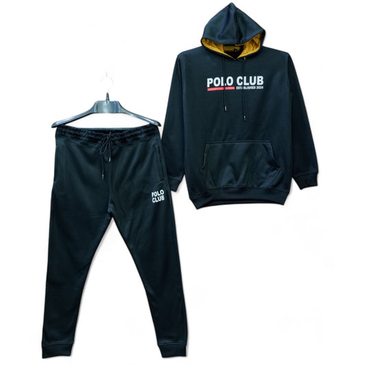 Button & Threads™ MEN'S PO-LO CLUB Dry Fit Fleece Track Suit-Jet Black