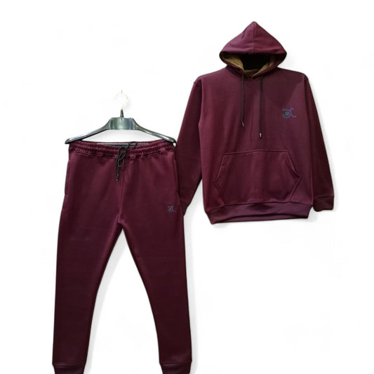 Button & Threads™ MEN'S KANGROO Style Dry Fit Fleece Track Suit-Mehroon