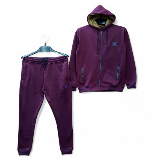 Button & Threads™ MEN'S Pocket Zipper Dry Fit Fleece Track Suit-Mahroon