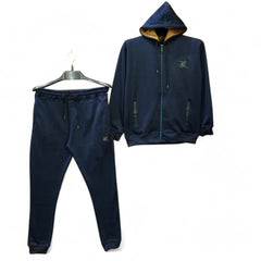 Button & Threads™ MEN'S Pocket Zipper Dry Fit Fleece Track Suit-Navy Blue