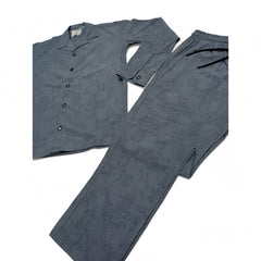 Men China Cotrai Safari Suit- Grey-Louis-Viton - button & threads