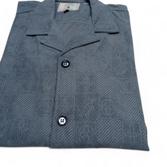 Men China Cotrai Safari Suit- Grey-Louis-Viton - button & threads
