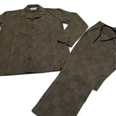 Men China Cotrai Safari Suit- Brown-Louis-Viton - button & threads