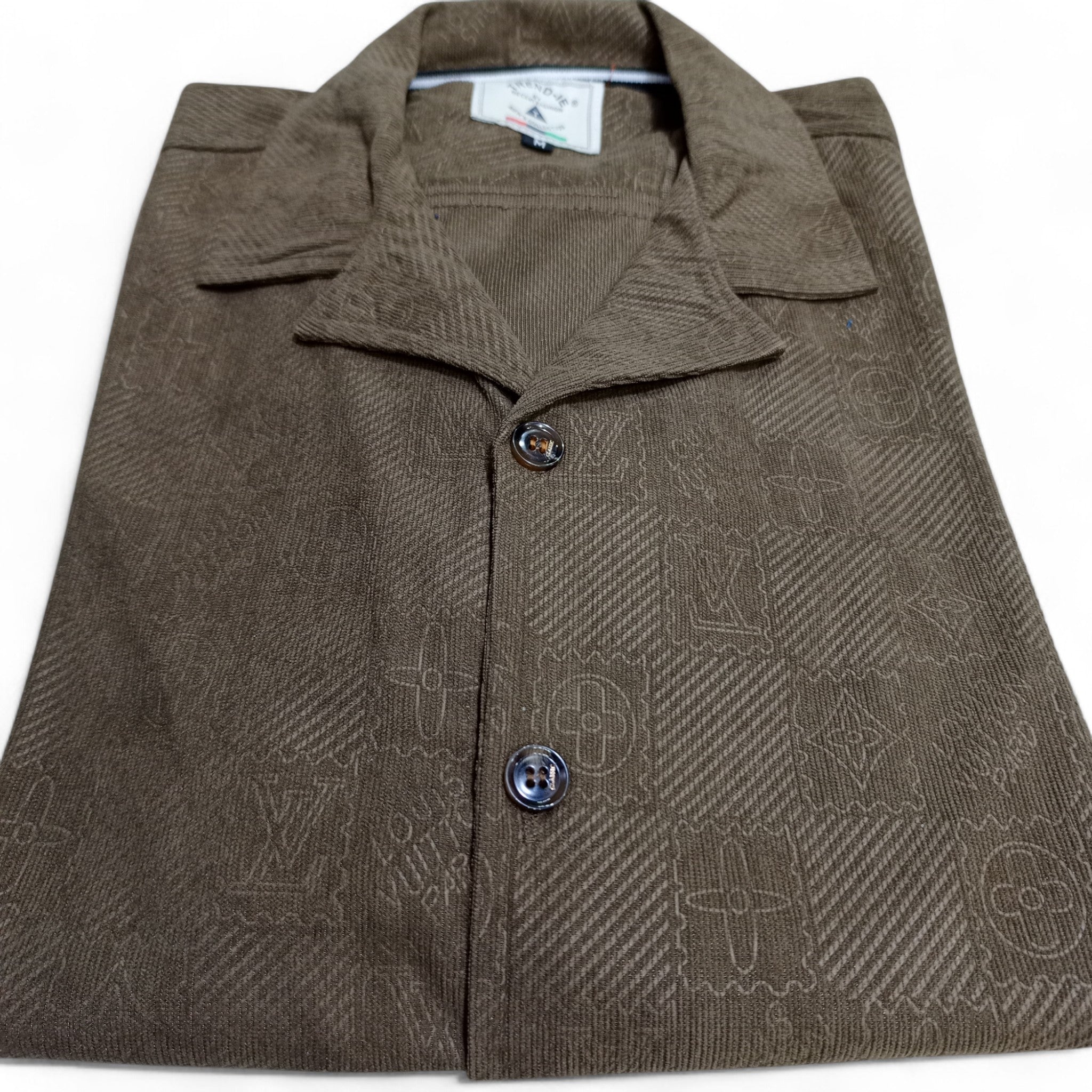 Men China Cotrai Safari Suit- Brown-Louis-Viton - button & threads