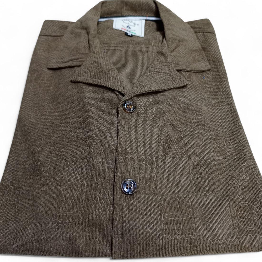 Men China Cotrai Safari Suit- Brown-Louis-Viton - button & threads