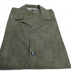 Men China Cotrai Safari Suit-Olive Green-Louis-Viton - button & threads