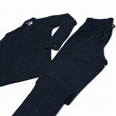Men China Cotrai Safari Suit- Black -Ar-mani - button & threads