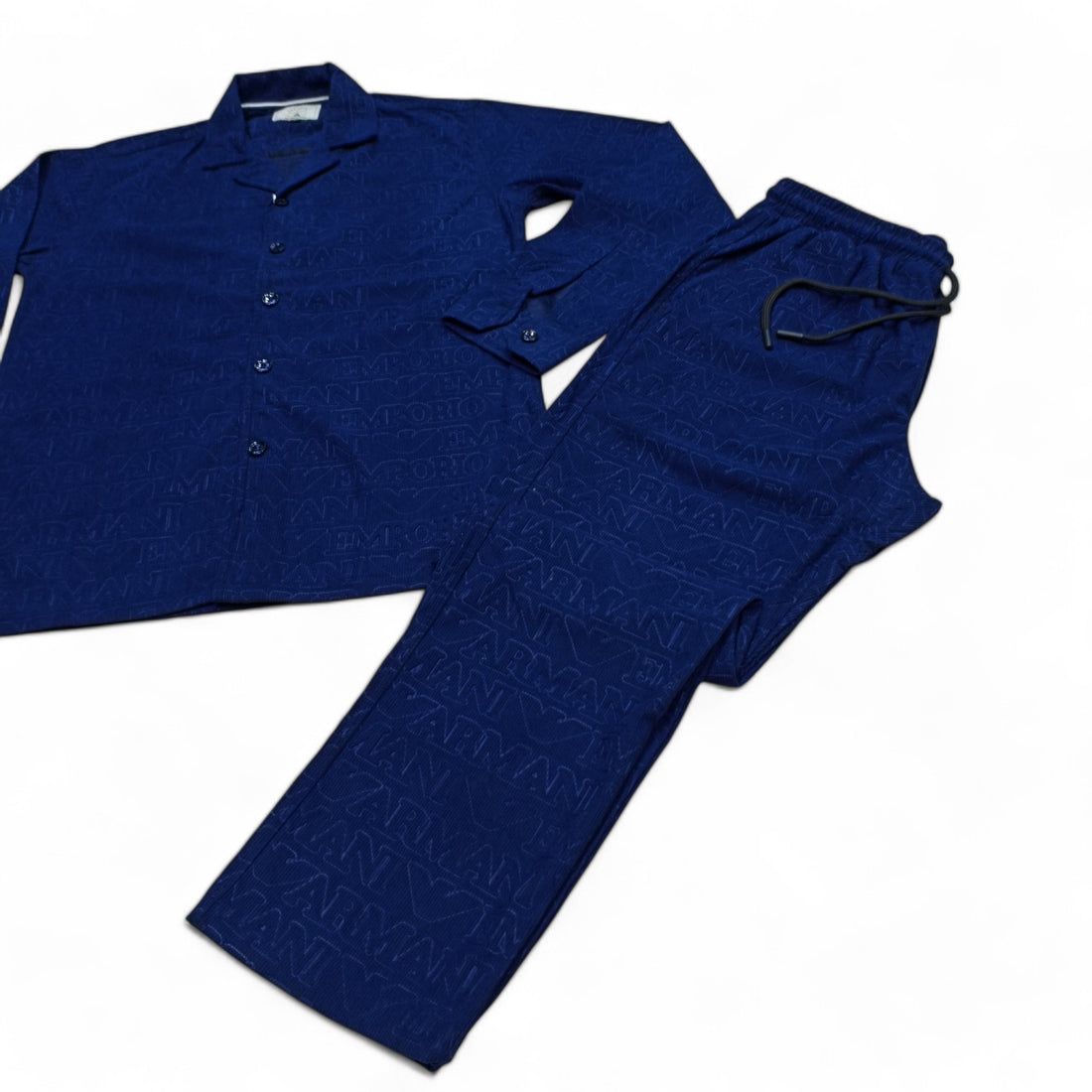 Men China Cotrai Safari Suit- Navy-Ar-mani - button & threads