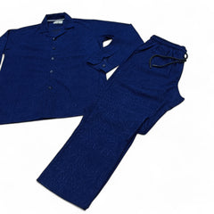 Men China Cotrai Safari Suit- Navy-Ar-mani - button & threads
