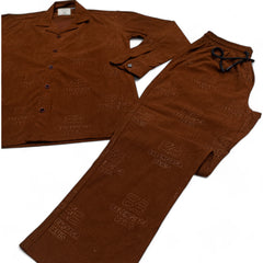 Men China Cotrai Safari Suit- Brown -Paris - button & threads