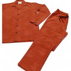 Men China Cotrai Safari Suit- Rust -Paris - button & threads