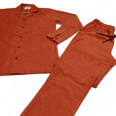 Men China Cotrai Safari Suit- Rust-Ar-mani - button & threads