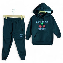 Button & Threads™ Girls Cherry Black Hoody Track Suit - button & threads