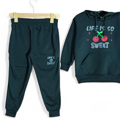 Button & Threads™ Girls Cherry Black Hoody Track Suit - button & threads