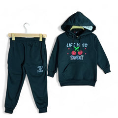 Button & Threads™ Girls Cherry Black Hoody Track Suit - button & threads