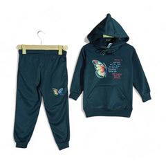 Button & Threads™ Girls Butterfly Black Hoody Track Suit - button & threads