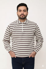 Old Money Men's Zipped Peach Boarder Stripes