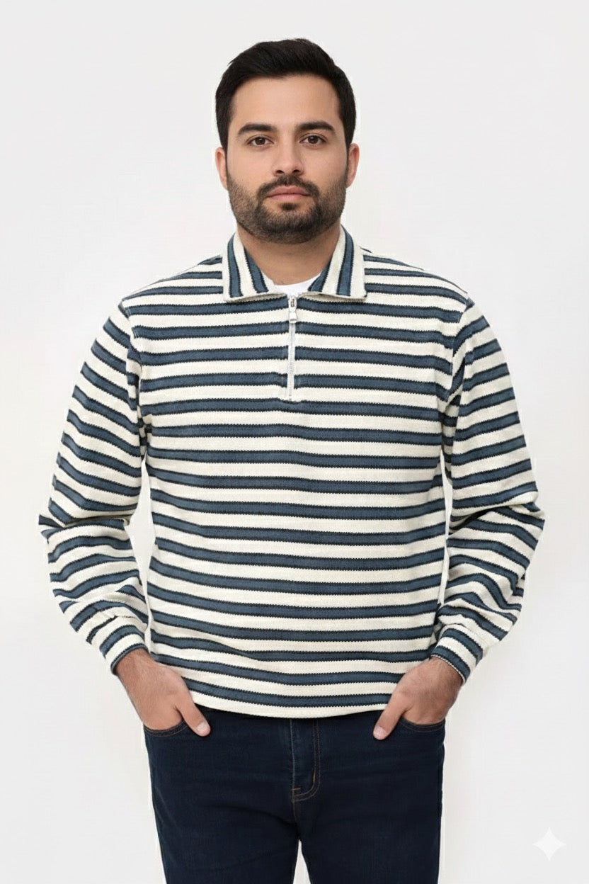 Old Money Men's Zipped Zinc Boarder Stripes - button & threads