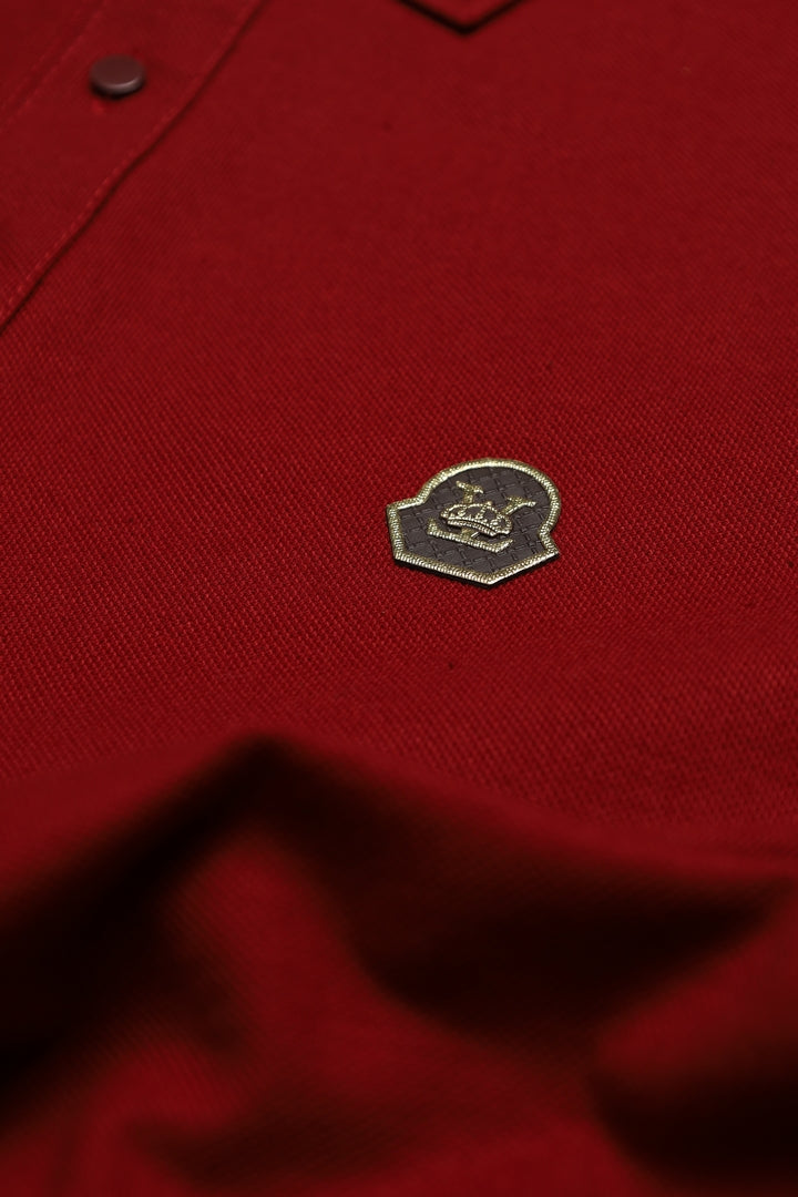 Button & Threads Men's Mehroon Executive Collar Shirt - button & threads
