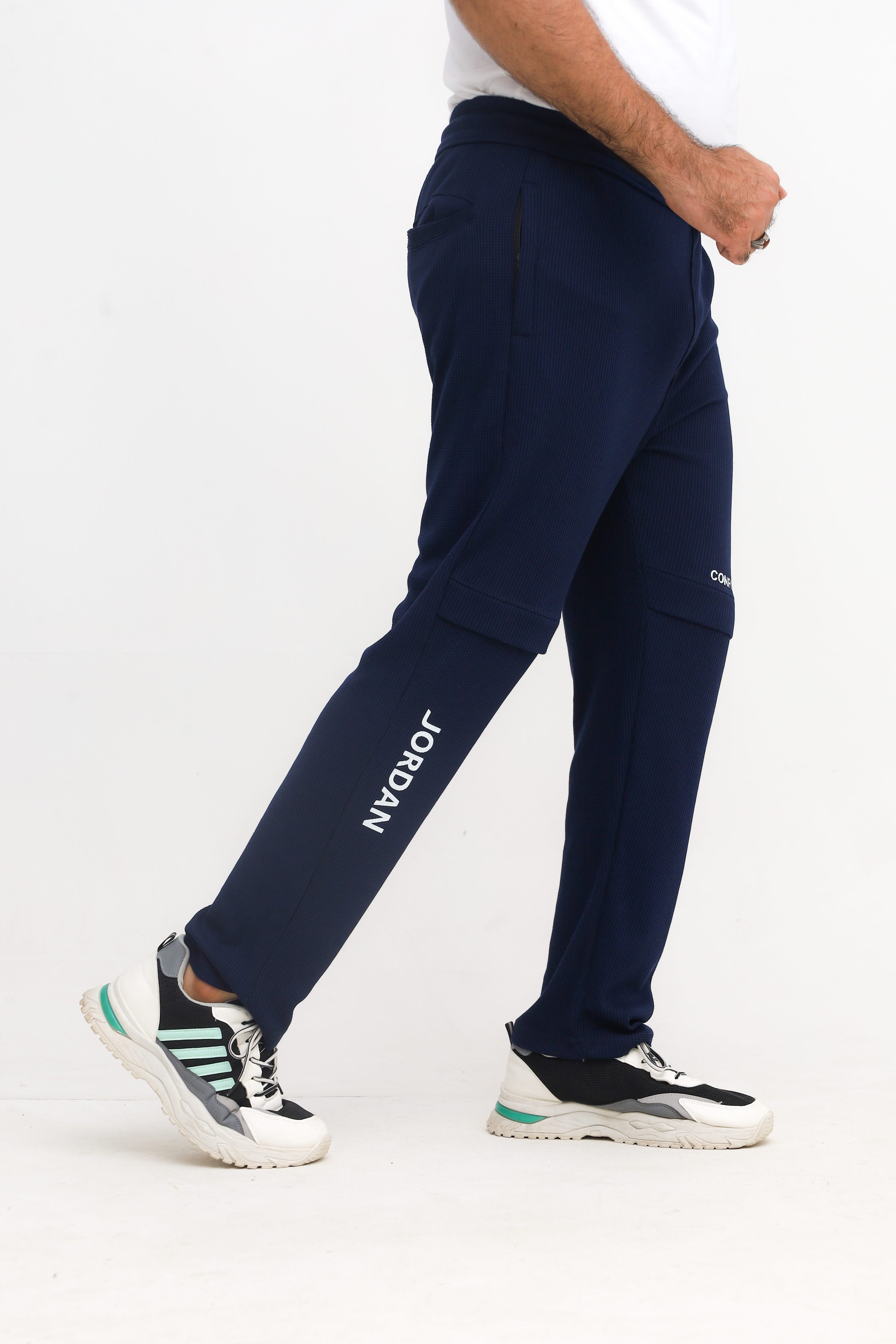 Button & Threads Men's Jordon Navy Blue Jacquard Trousers - button & threads