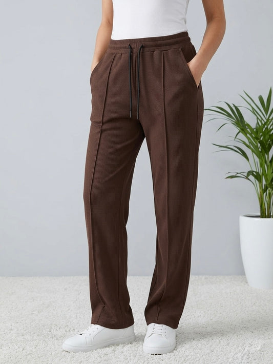 Woman Premium Trousers-Dark Brown - button & threads