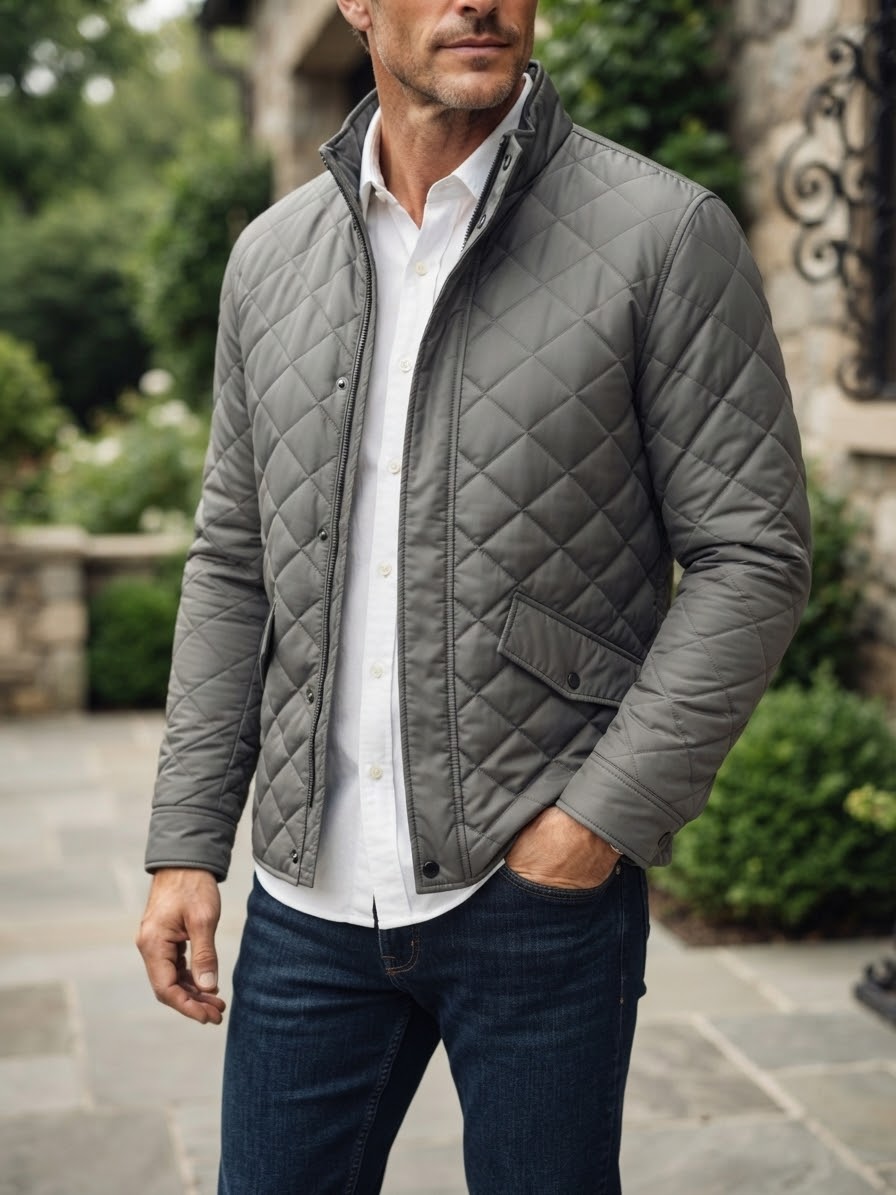 Men's Diamond Cut Jacket- Silver Grey - button & threads