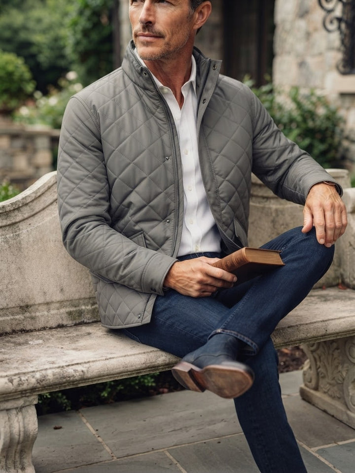 Men's Diamond Cut Jacket- Silver Grey - button & threads