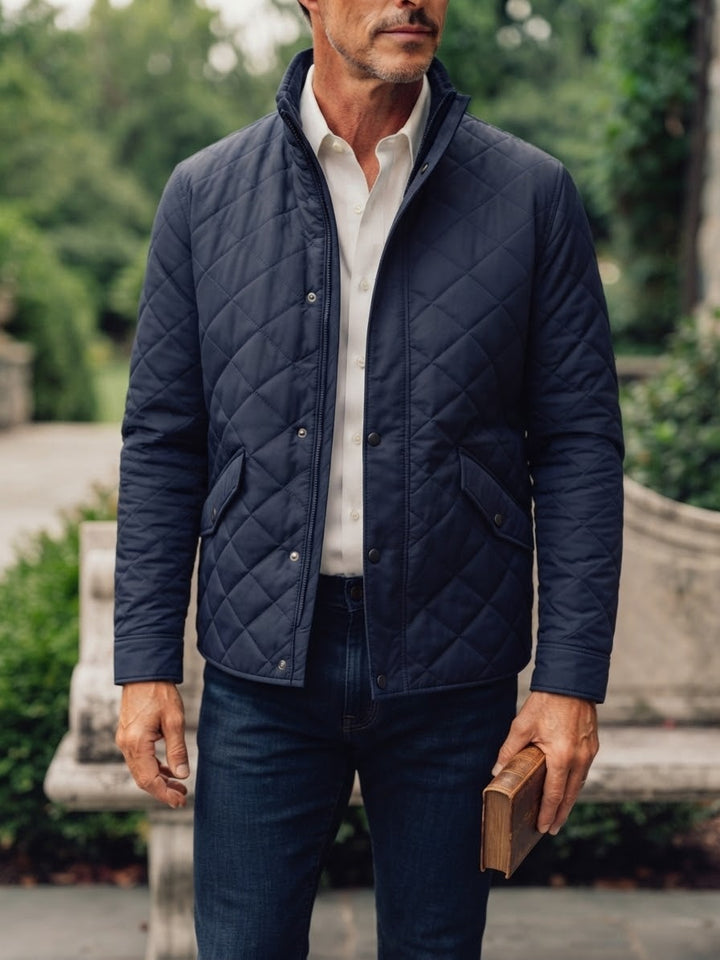 Men's Diamond Cut Jacket- Navy Blue - button & threads