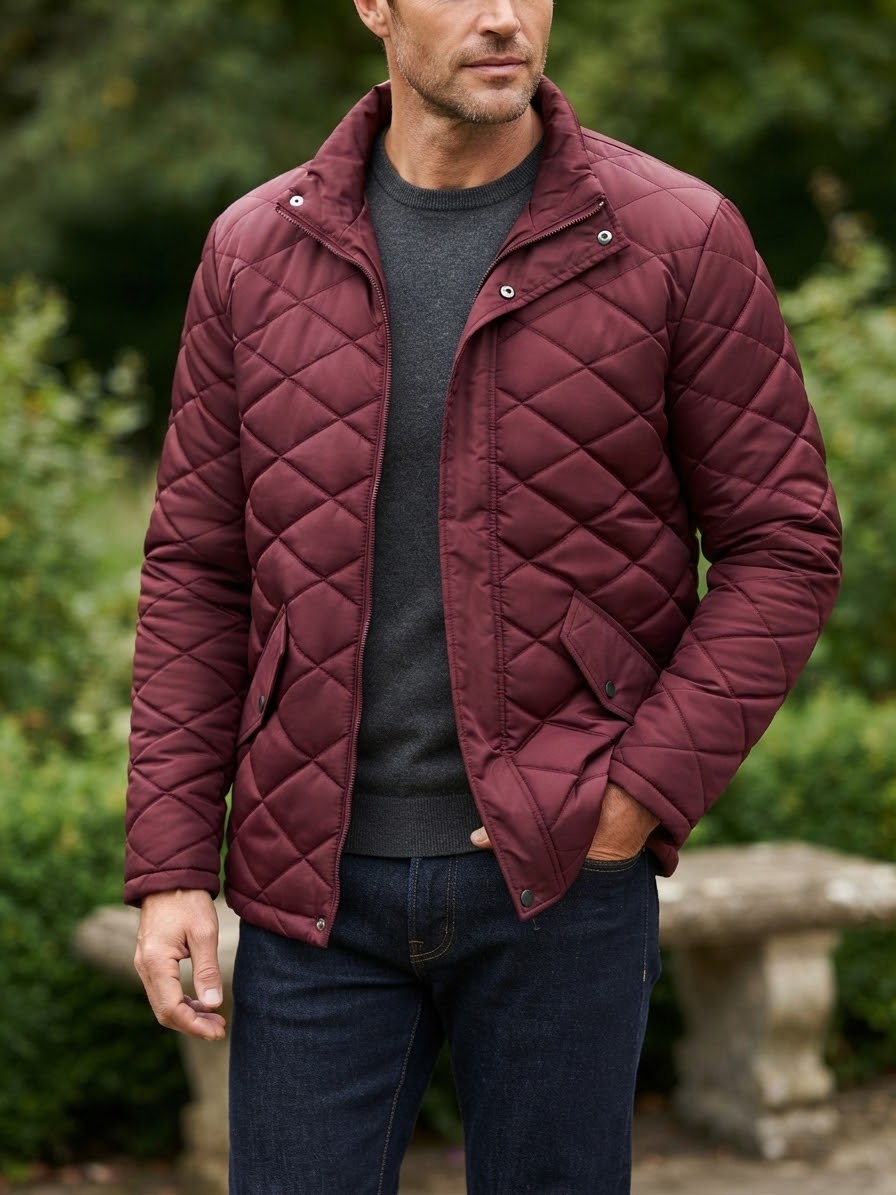 Men's Diamond Cut Jacket- Mehroon - button & threads