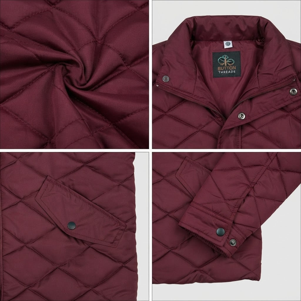 Men's Diamond Cut Jacket- Mehroon - button & threads