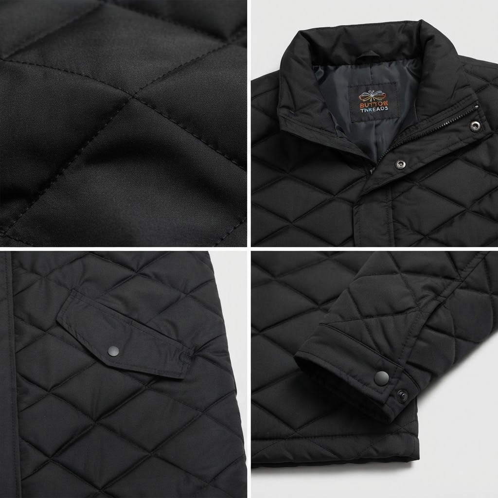 Men's Diamond Cut Jacket- Jet Black - button & threads