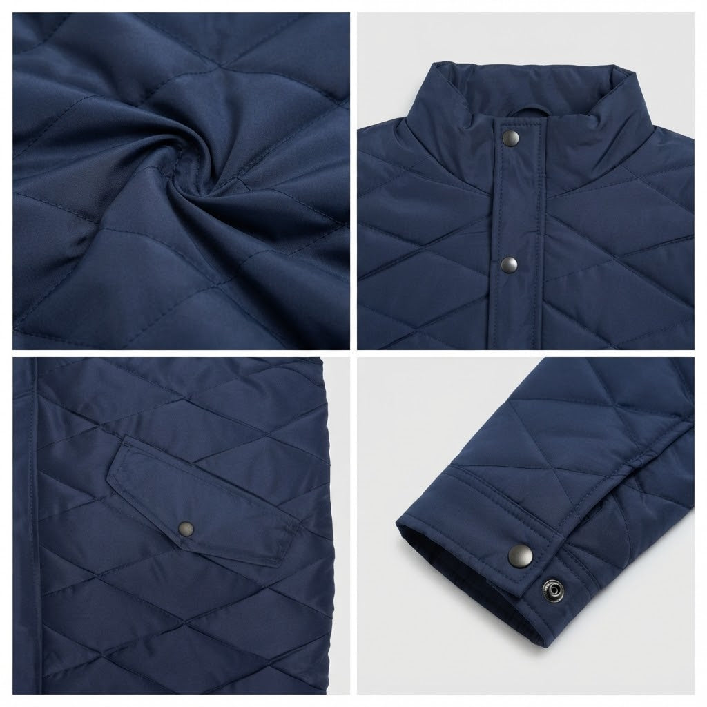 Men's Diamond Cut Jacket- Navy Blue - button & threads