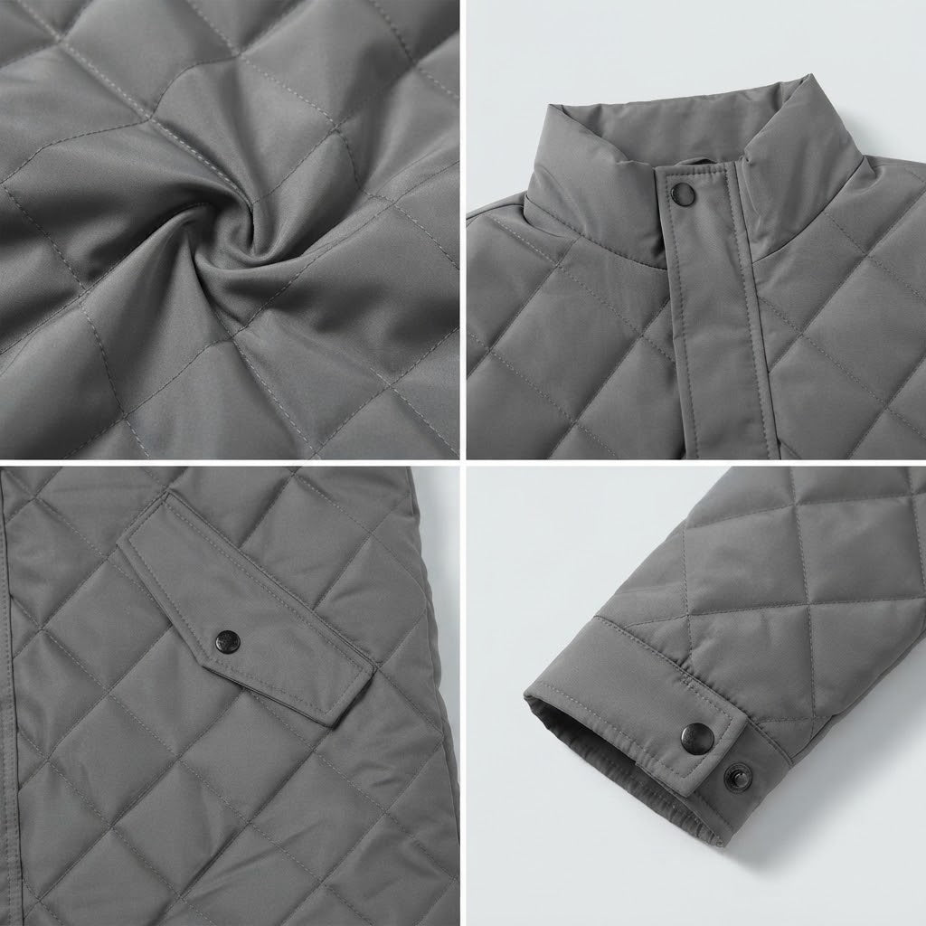 Men's Diamond Cut Jacket- Silver Grey - button & threads
