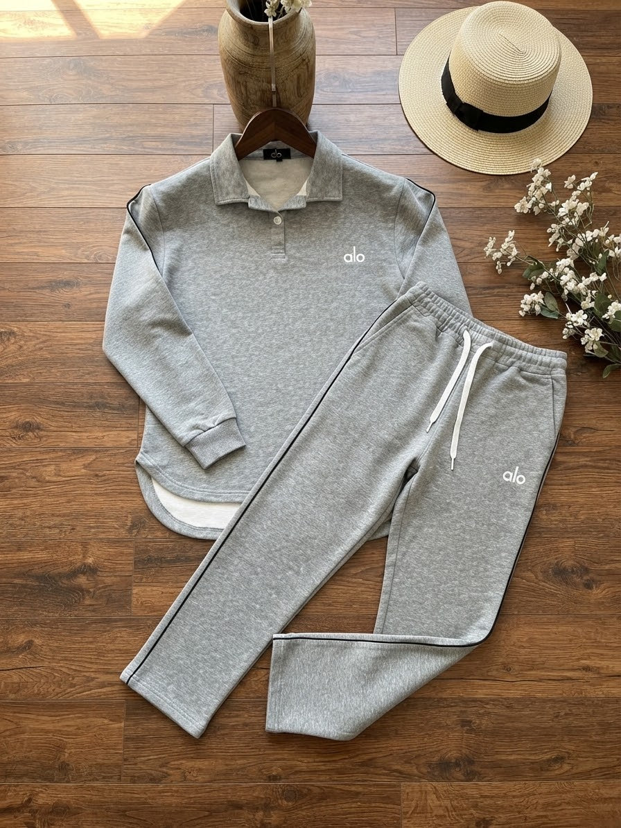 Woman ALO Fleece Track Suit-Haider Grey