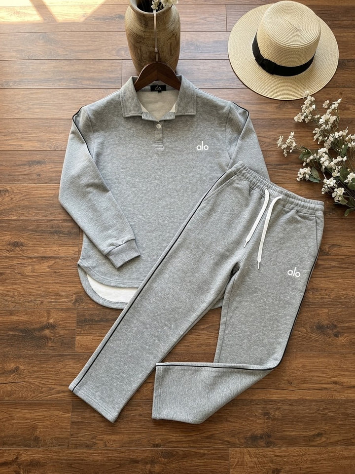 Woman ALO Fleece Track Suit-Haider Grey