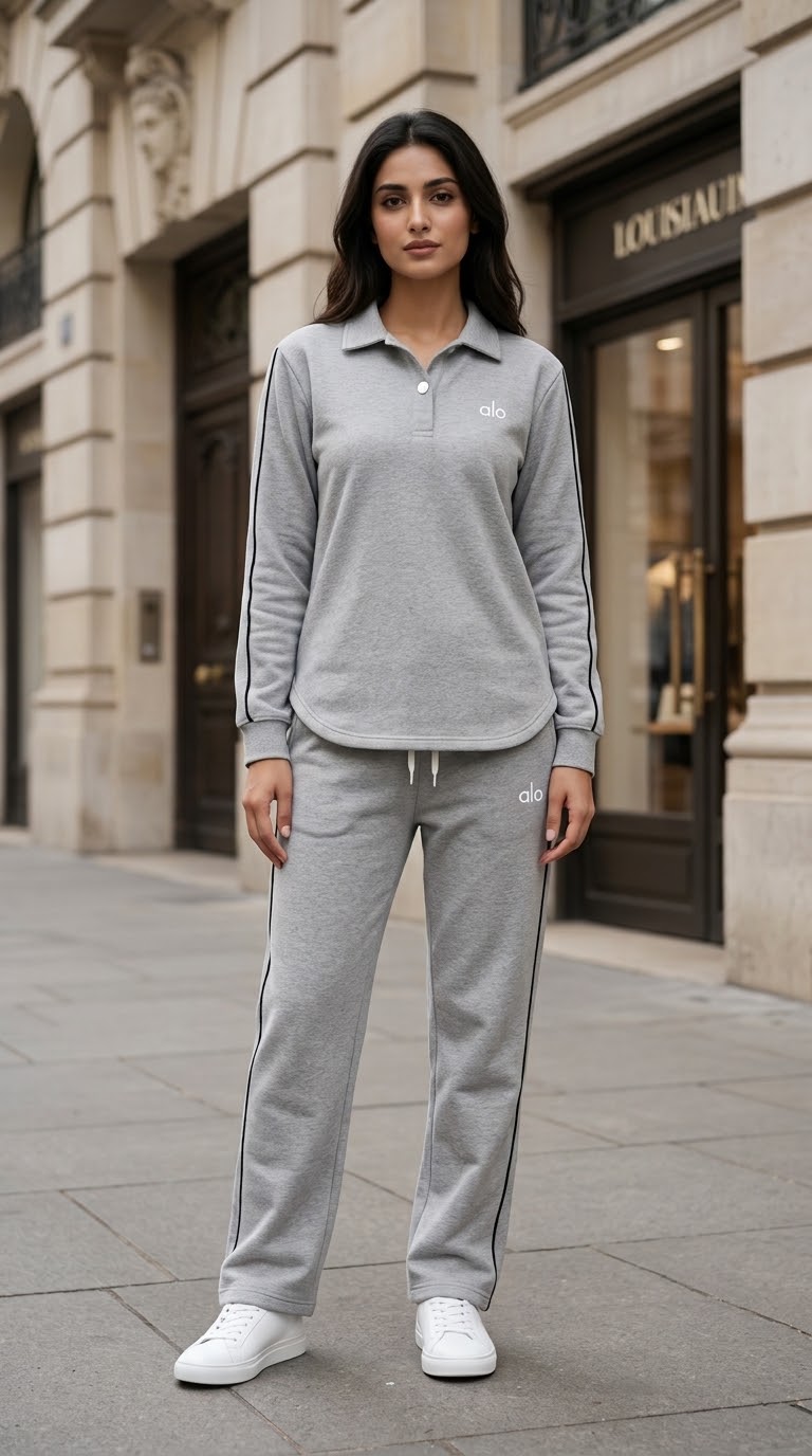 Woman ALO Fleece Track Suit-Haider Grey