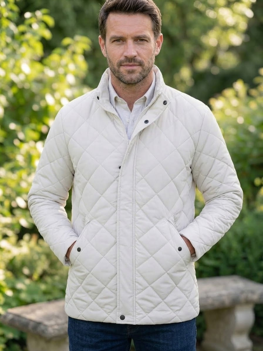 Men's Diamond Cut Jacket-Jet White