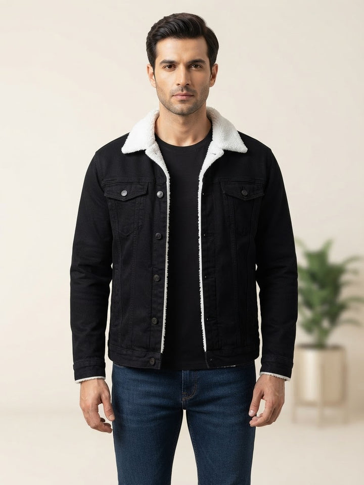 Plain Denim Jacket-Jet Black - button & threads