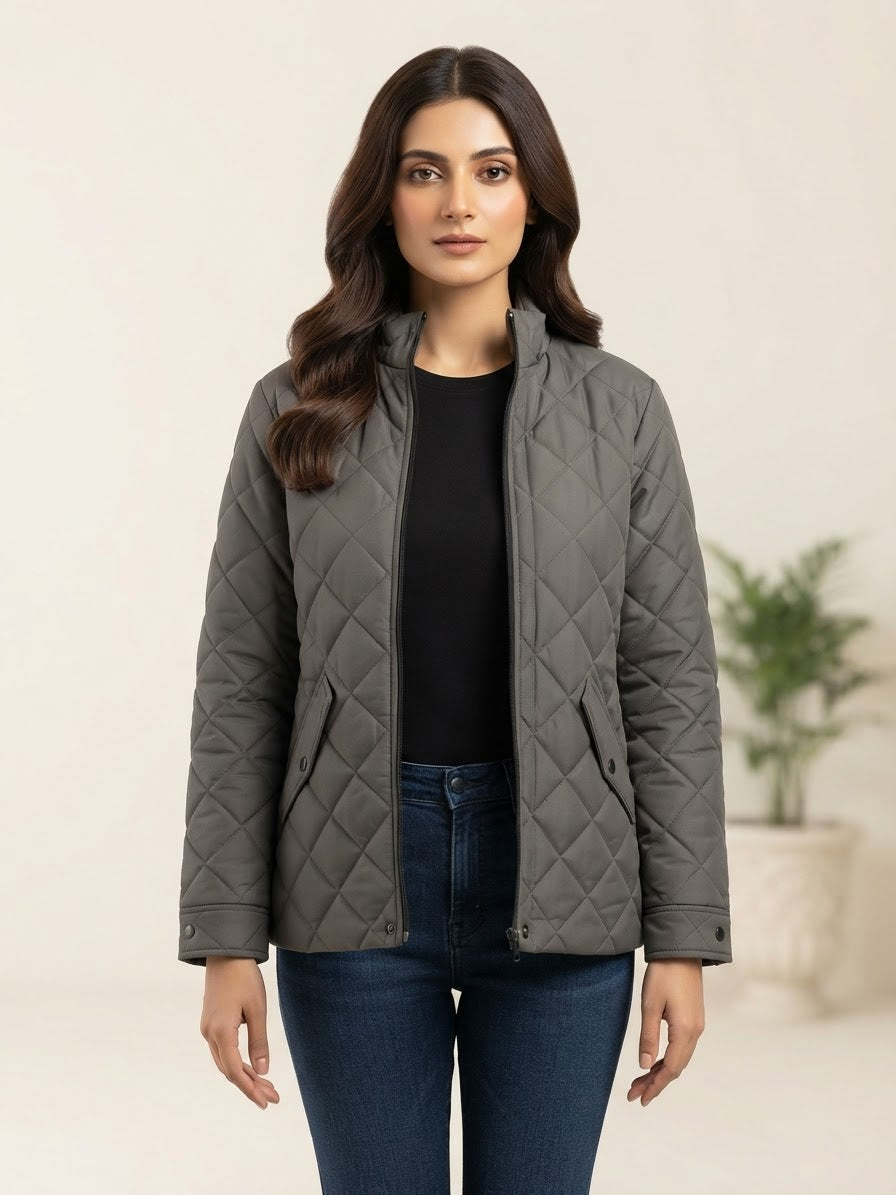 Woman Diamond Cut Jacket-Grey