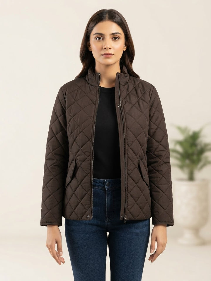 Woman Diamond Cut Jacket-Brown