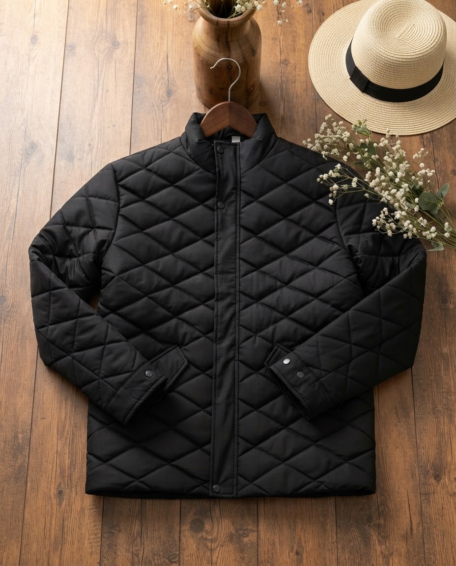 Woman Diamond Cut Jacket- Jet Black